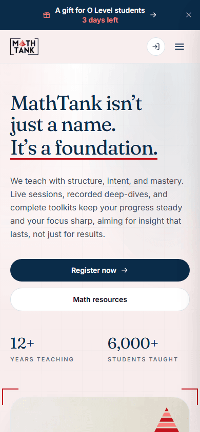 Math Tank by Salman homepage on mobile