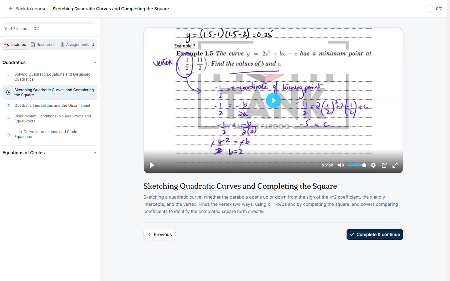 Lecture viewer in the student portal